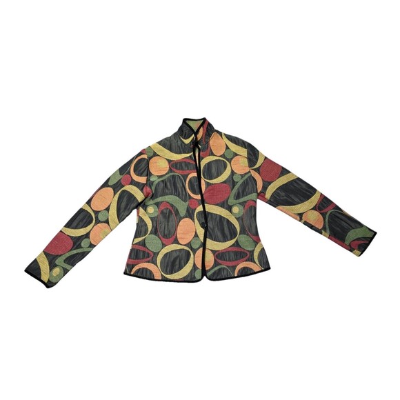 KHANGURA Tapestry Jacket Multicolor Print One Button Sz Small Fallcore Autumn - Picture 4 of 9